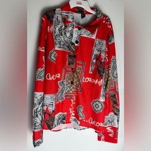 Women’s Red Multicolor Pattern Shirt Size 8/10